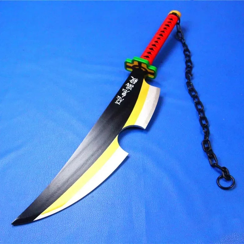 31in Demon Slayer Uzui Tengen Katana Anime Kimetsu No Yaiba Blade Sword Cosplay Prop Real Japanese Katana Samurai Sabre Toy Gift