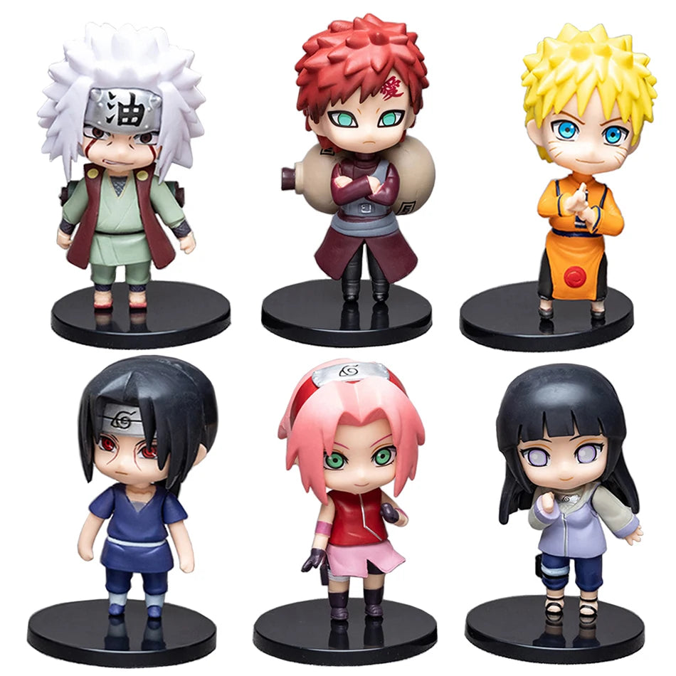 6 styles 9cm Anime Naruto Figures PVC Q Version Doll Gaara Kakashi  Figure Room Decoration Anime Figure