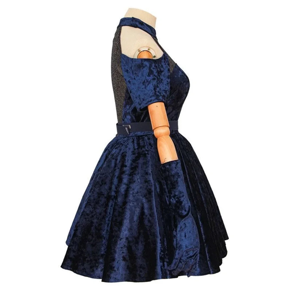 Mizi Cosplay Costume Anime Alien Stage Cosplay Costume Pink Gradient Blue Purple long hair Stage costume Velvet Dress