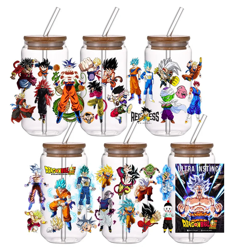 Son Goku Cartoon Transfer Sticker Anime Dragon Ball Permanent UV DTF Sticker Waterdichte DIY Sticker Water Cup Decorate