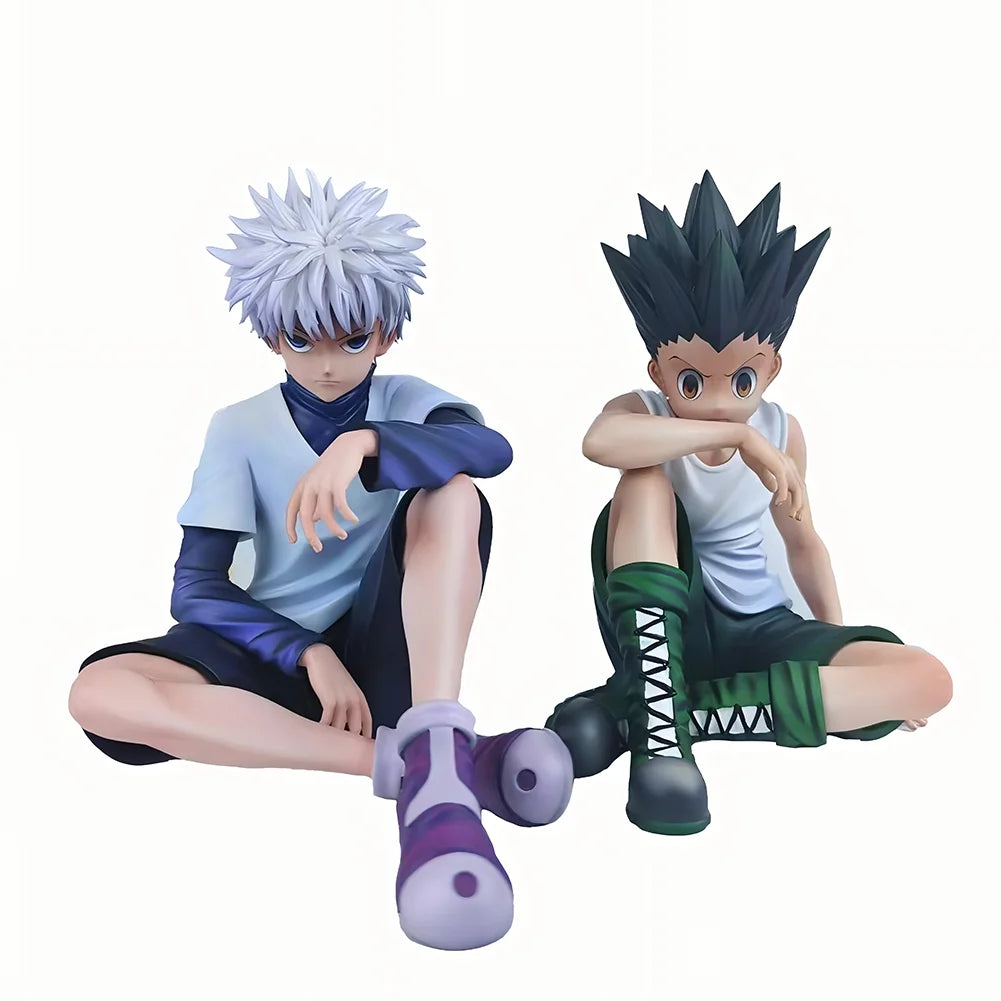 12cm HXH Anime Figures Killua Zoldyck GON FREECSS Sitting Action Figures PVC Model Toy Adult Collection Statues Children Gifts