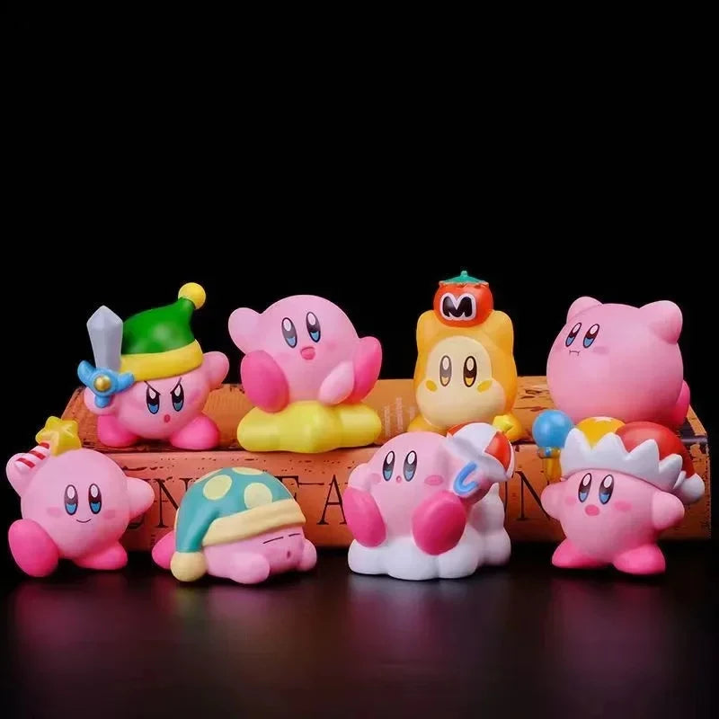 8Pcs/Set Games Star Kirby Anime Figure  Cute Cartoon Pink Kirby Mini Figure Decorative Collection Toy For Children's Gifts