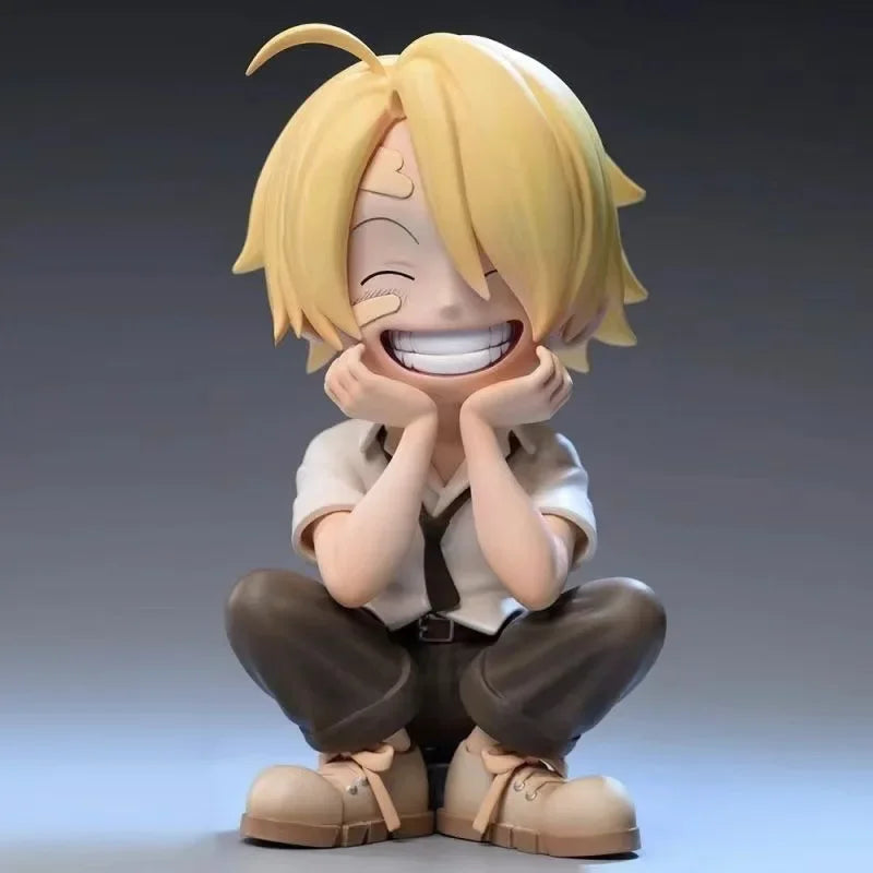13cm Anime One Piece action figures Q-version sitting Luffy Zoro Sanji trendy toys doll models car ornaments Birthday Gifts toys