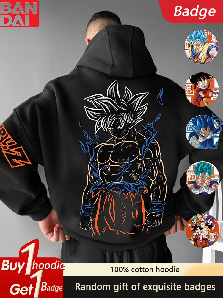 Dragon Ball Animation Peripheral Printed Versatile Sweater Autumn and Winter Men's and Women's Loose Hooded Sweater