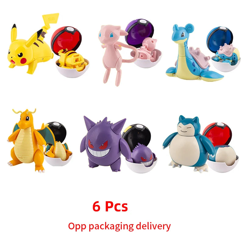 Deform Pokemon Pokeball Greninja Lucario Ball Action Figure Toy Set Mew Pikachu Dragonite Snorlax Venusaur Blastoise Elf Monster