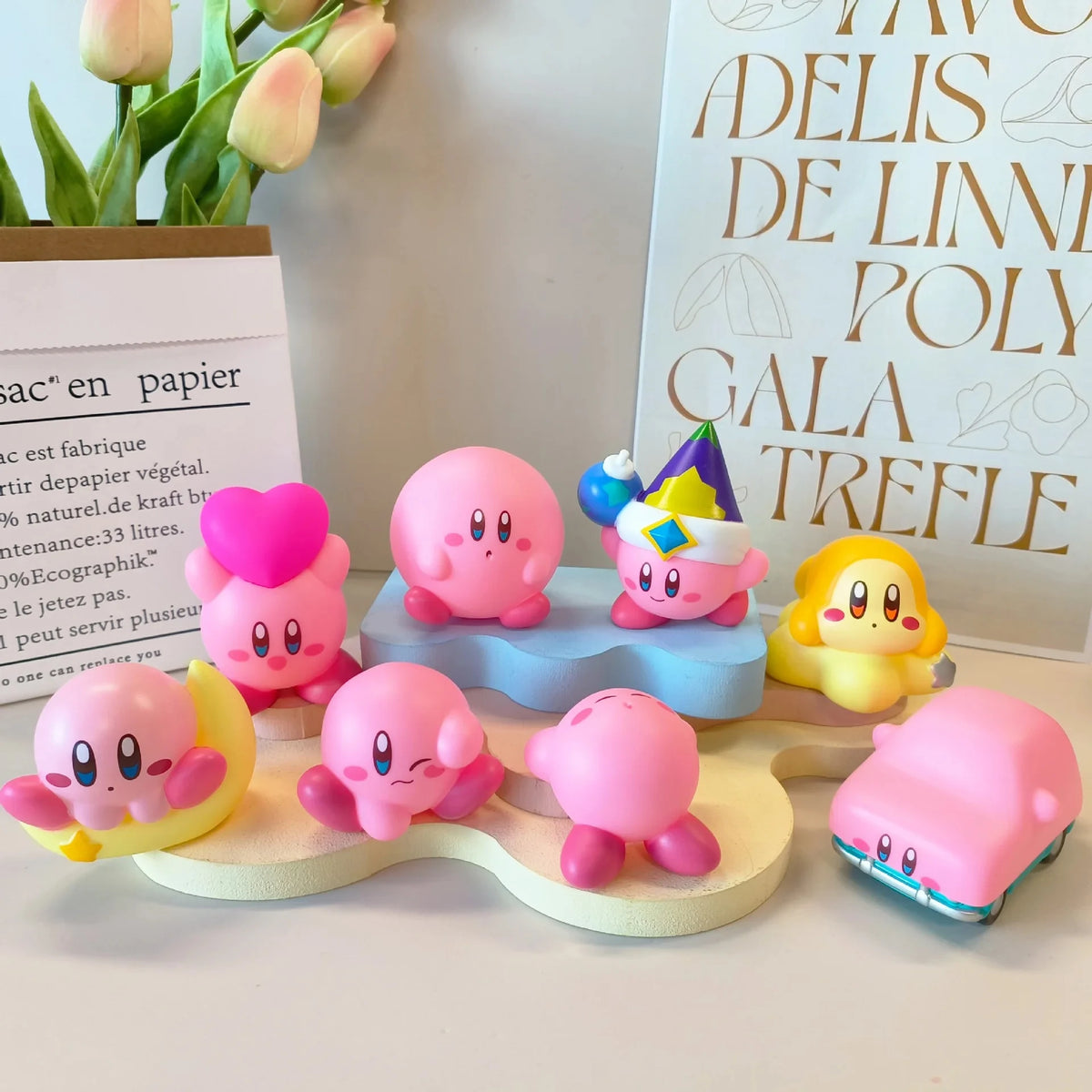 8Pcs/Set Games Star Kirby Anime Figure  Cute Cartoon Pink Kirby Mini Figure Decorative Collection Toy For Children's Gifts