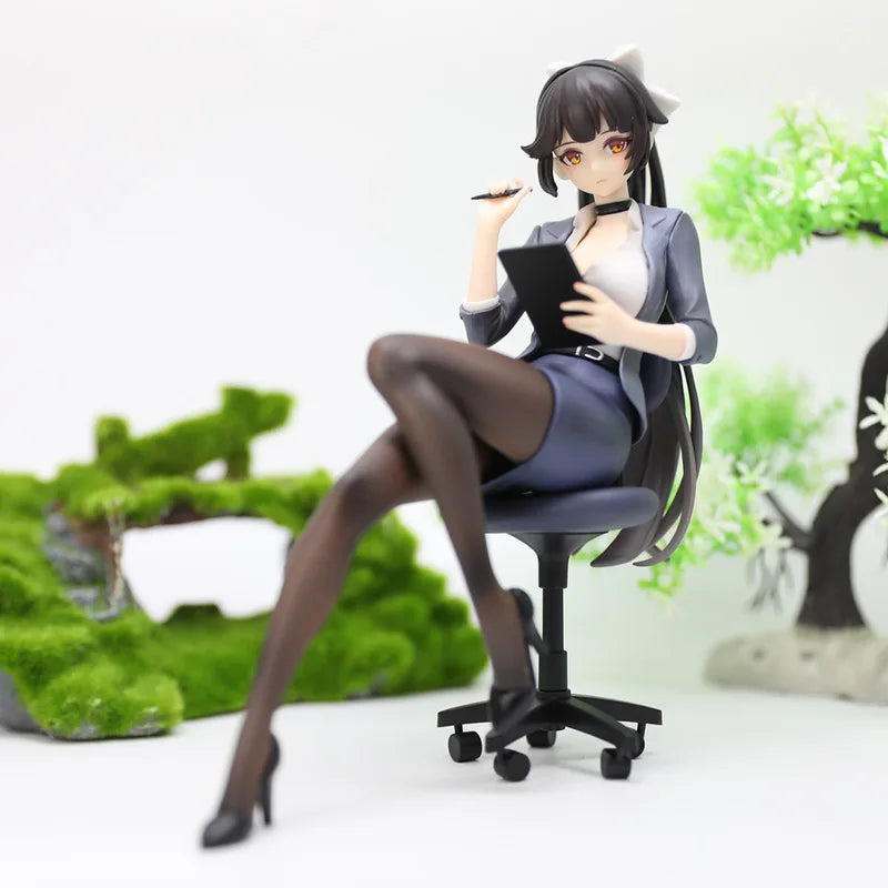 Anime Figure Azur Lane Takao Office Secretary Pvc Statue Bookshelf Computer Case Decoration Desktop Ornament Adult Collection