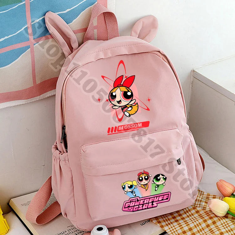 Kawaii The Powerpuffs Girls Anime Cute Schoolbag Student Cartoon Casual Backpack Fashion Book Bag Stationery Storage Pouch Gifts