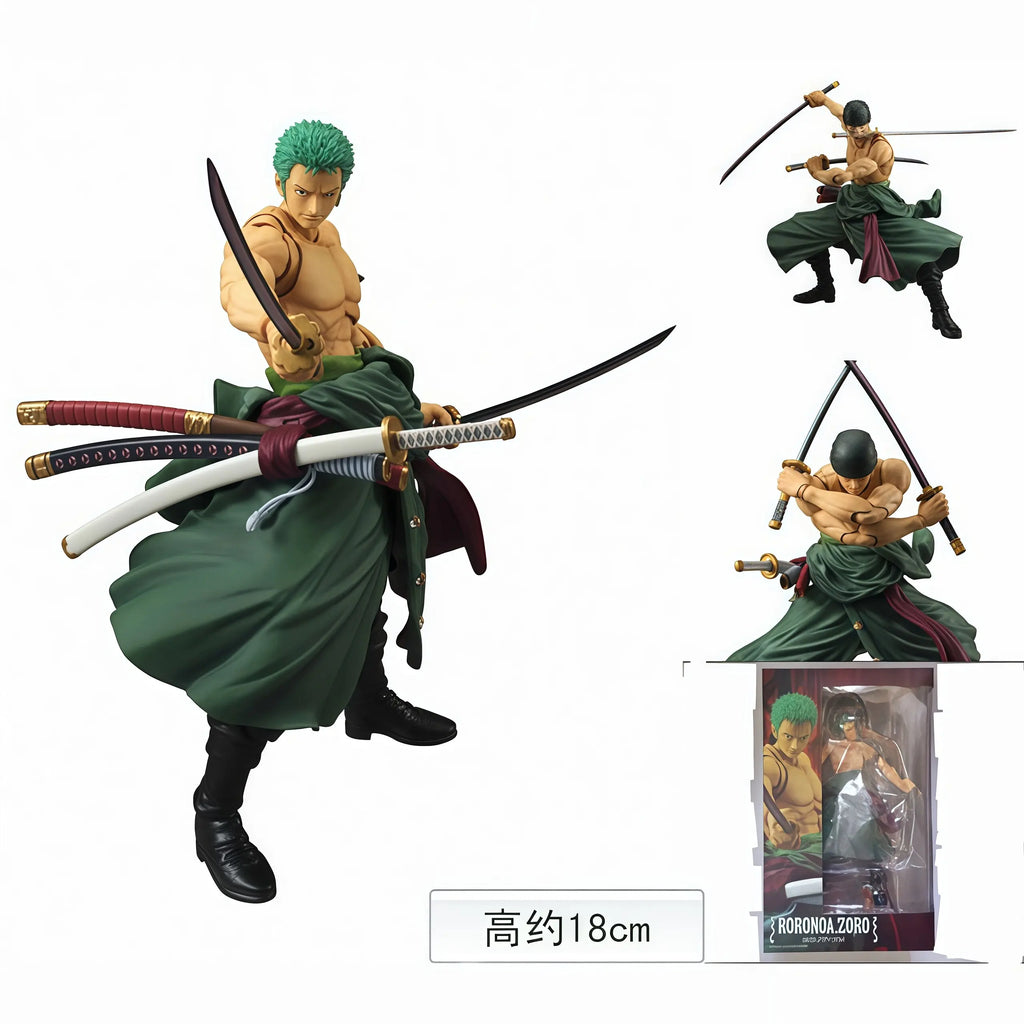 One Piece Zoro Action Figure Model Toys Kit With Multiple Swords Accessories Movable Joints Anime Collectible Ornament Gifts