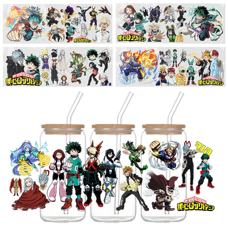 UV DTF Anime HD Sticker Waterdichte DIY My Hero Academia Transfer Sticker Permanent Sticker Water Cup Midoriya Izuku Decorate
