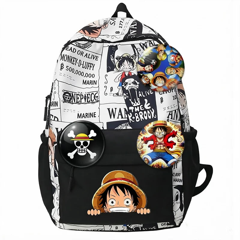 One Piece Anime Backpack Cartoon Luffy Printed Schoolbag Man Fashion Unisex Backpacks Travel Bag for Students Teens Laptop Bags