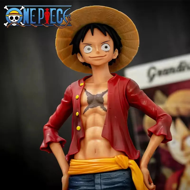 Hot 28cm One Piece Anime Figure Confident Smiley Luffy Three Form Face Changing Doll Action Figurine Model Toy’s Kits