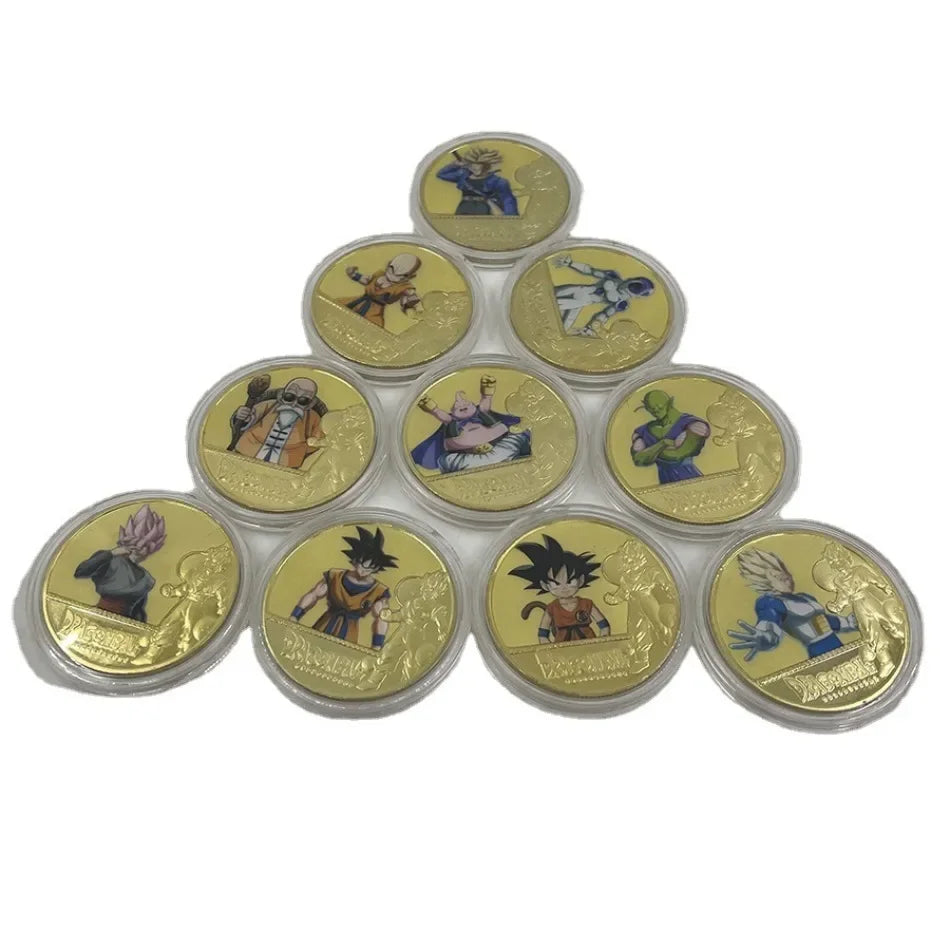 10CPS2026 New Dragon Ball Z 10th Anniversary Coin Keychain Metal Crafts Die-casting Sticker Badge Bag Pendant Accessories