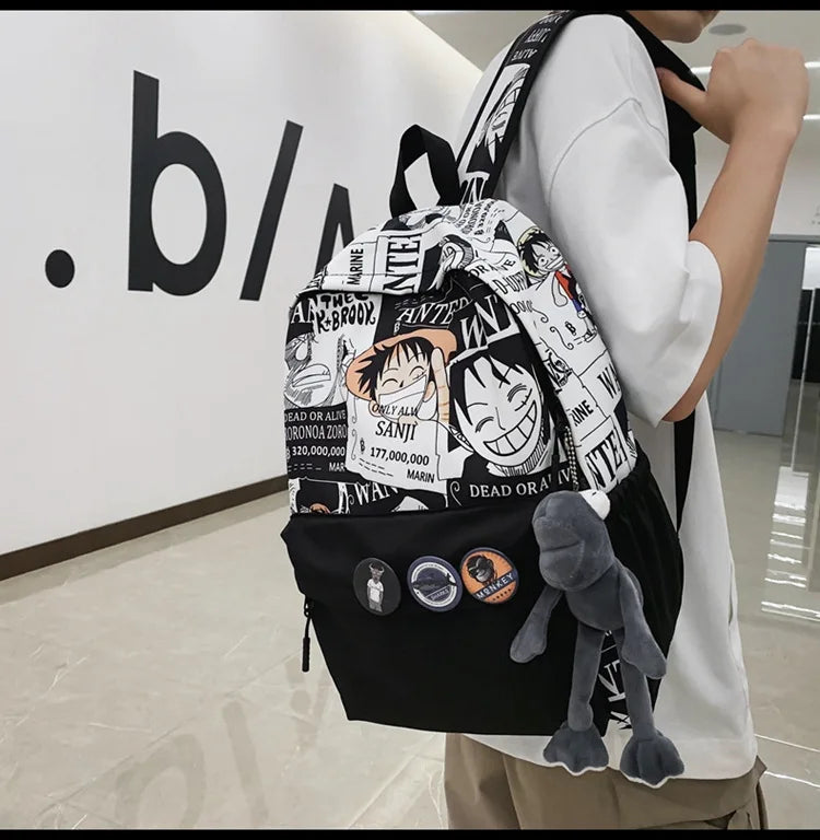 One Piece Anime Backpack Cartoon Luffy Printed Schoolbag Man Fashion Unisex Backpacks Travel Bag for Students Teens Laptop Bags