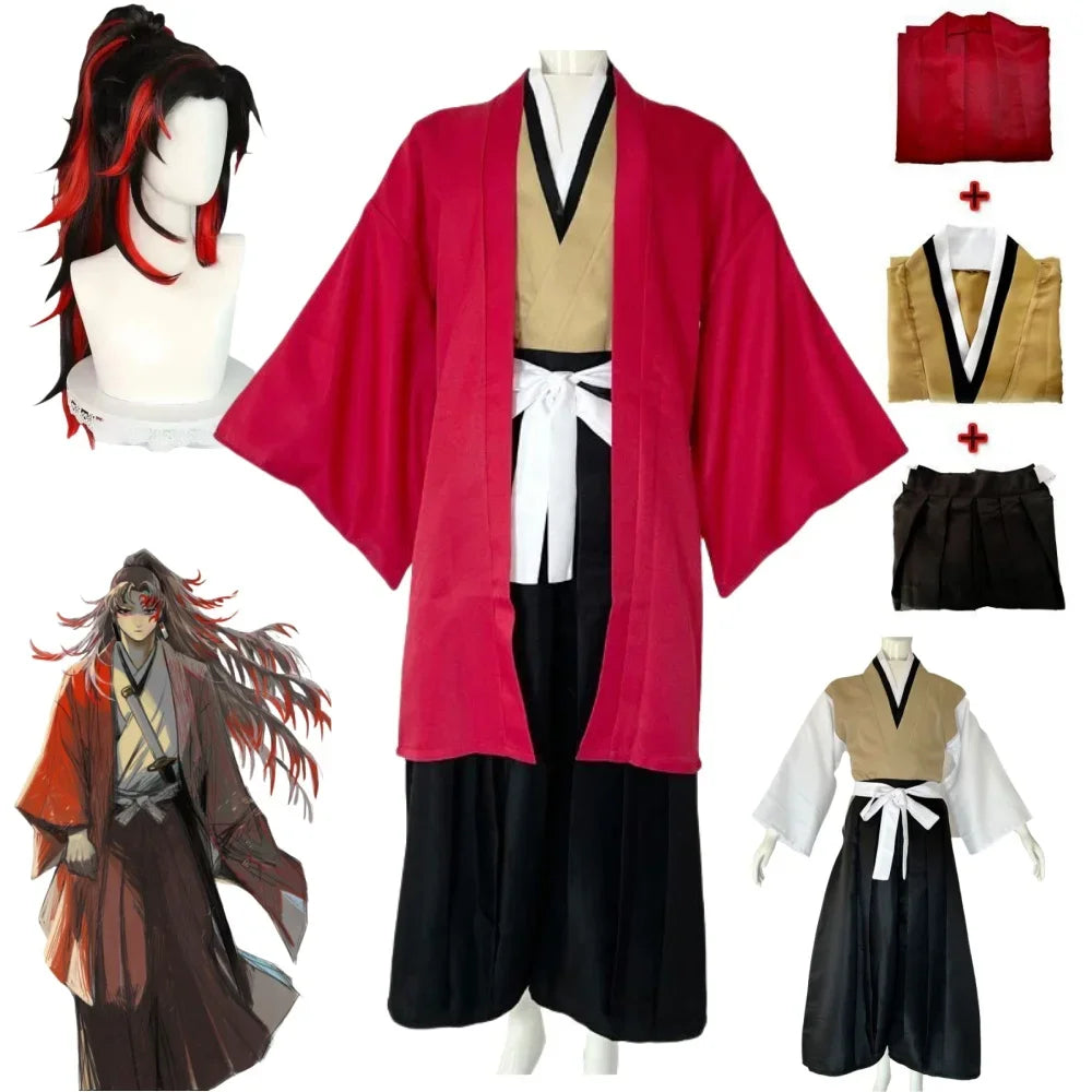 Anime Tsugikuni Yoriichi Cosplay Costume Wig Halloween Party Kimono