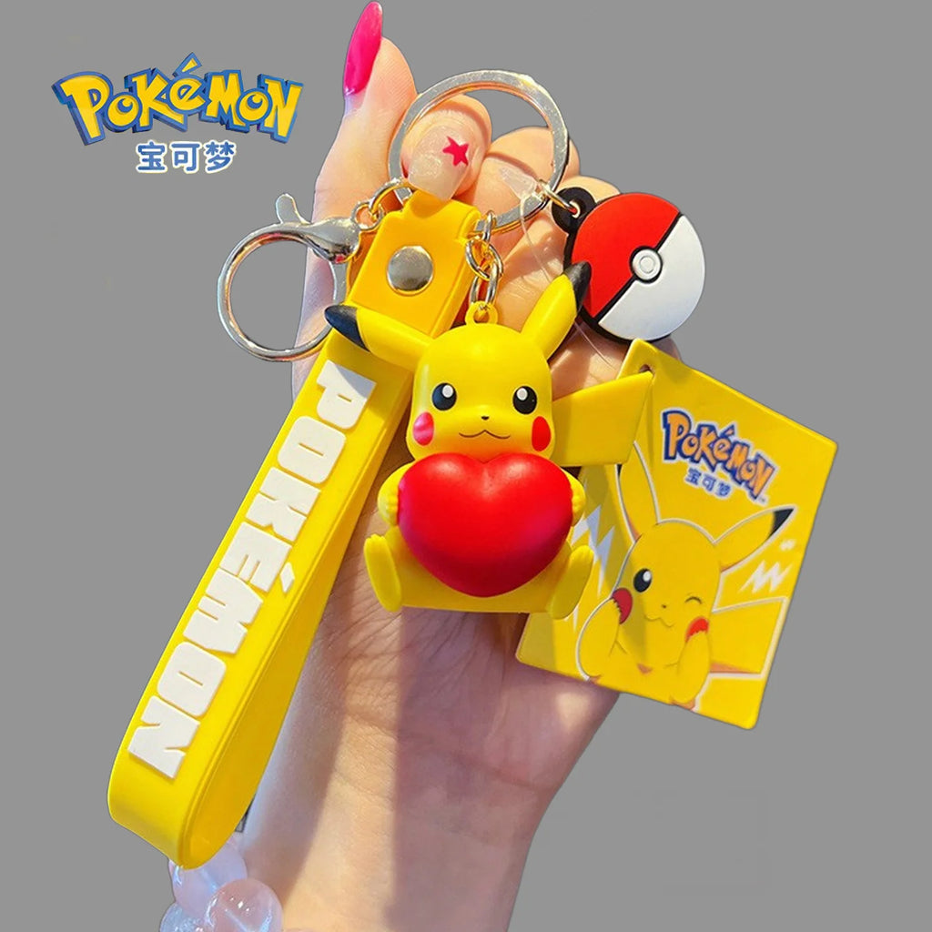 Genuine Pokemon Keychain Pikachu Eevee Pichu Mimikyu Togedemaru PVC Anime Action Figure Kids Toy Keyring Pendant Birthday Gift