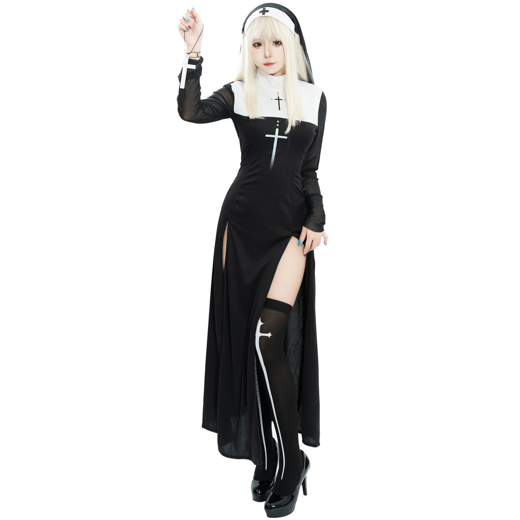 New Halloween Cute Female Anime Nun Costume Role Play Performance Clothes Sexy Ladies Performance Fancy Dress Sister Costume