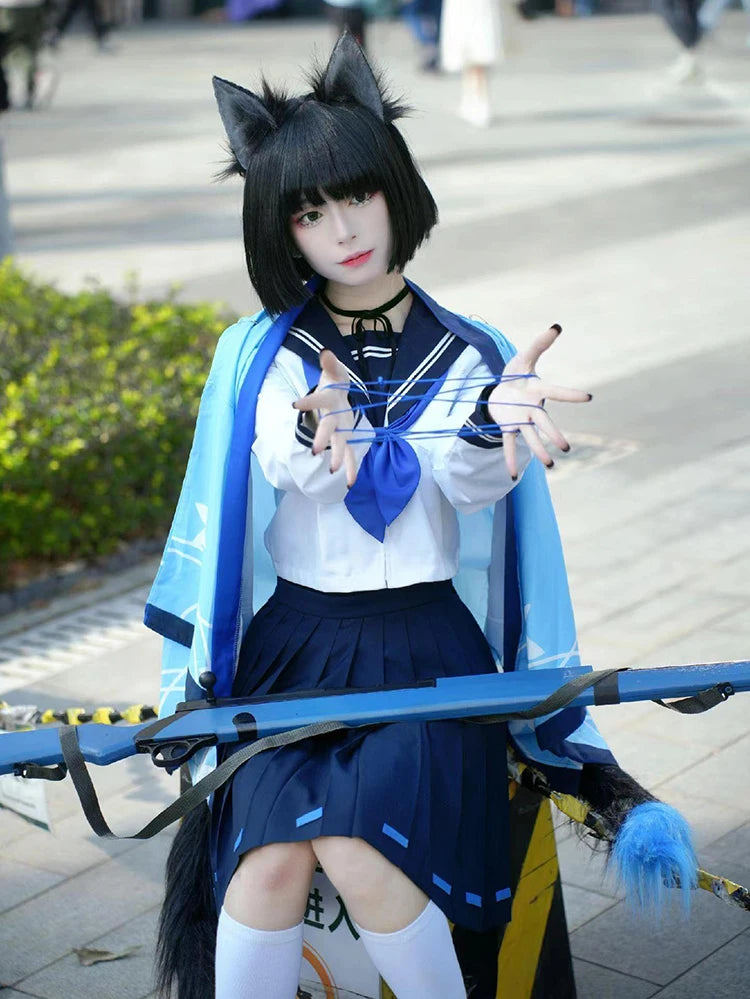 Game Blue Archive Cosplay Tongsheng Kikyou Costume Sailor Cape Cartoon Anime Dress Ear Headwear Wig JK Uniform Top Skirts Kimono