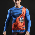 Bandai Dragon Ball Z Goku Battle-damaged Suit Cosplay Costume Anime Adult Kids Long Sleeve Compression Dry Fit T-Shirt Summer