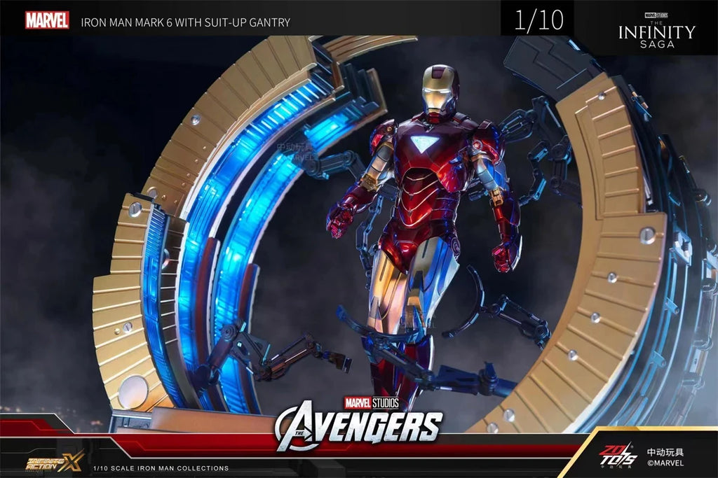 ZD Toys Iron Man MK6 With Suit-up Gantry MK4 With Suit-up Gantry Action Figure Iron Patriot Adult Collection Figure Gift