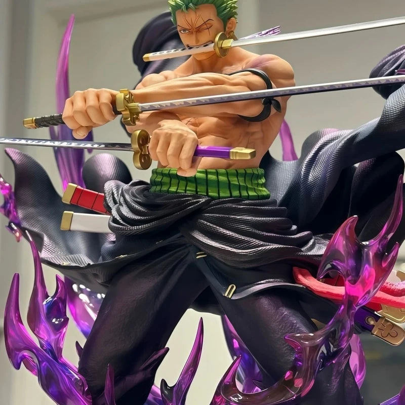 New One Piece 34cm Jt Full Painting Roronoa Zoro Gk Figure Battle Scene Statue Popular Anime Characters Desktop Decoration