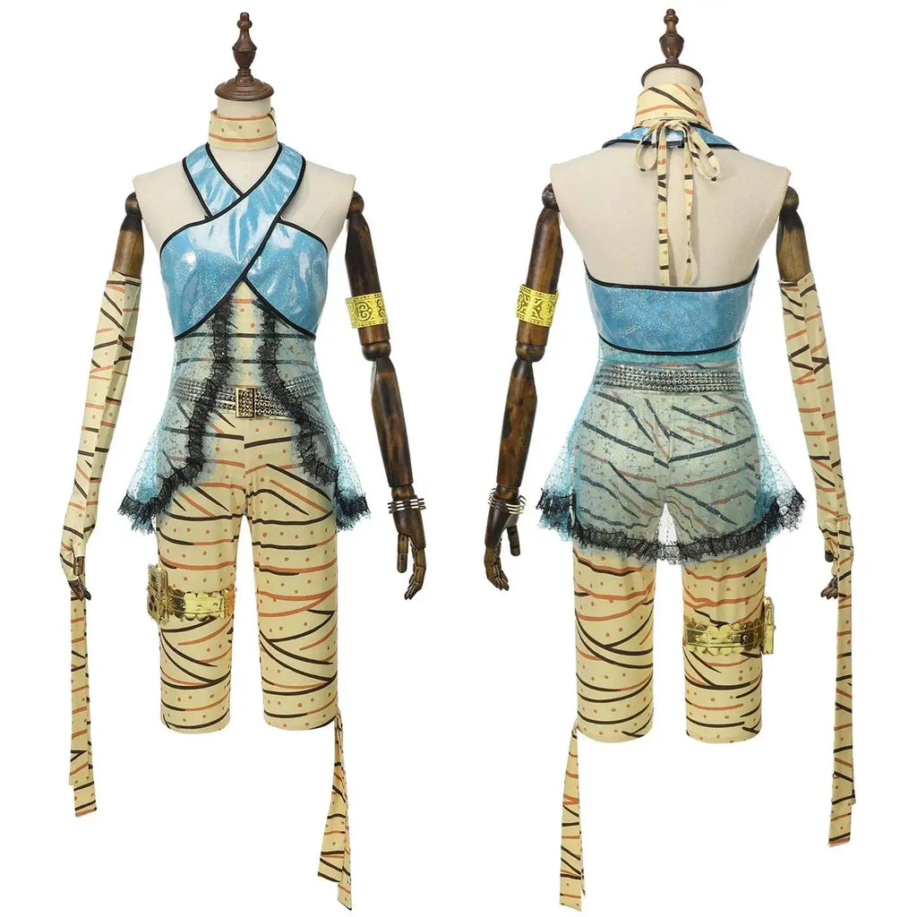 Anime Cleo De Role Play Nile Sexy Women Cosplay Costumes Wig Props Blue Vest Pants Outfit Set Party Daily Stage Carnival