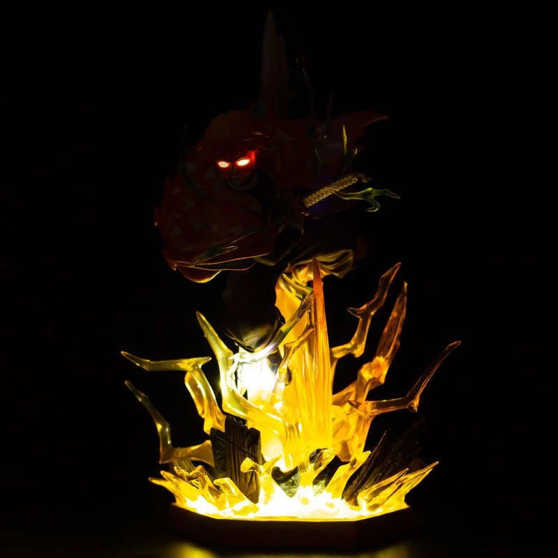 Demon Slayer 32cm Agatsuma Zenitsu Double Head Sculpture Figure PVC Light-Up Statue Anime Collectible Model Toy Room Decor Gift