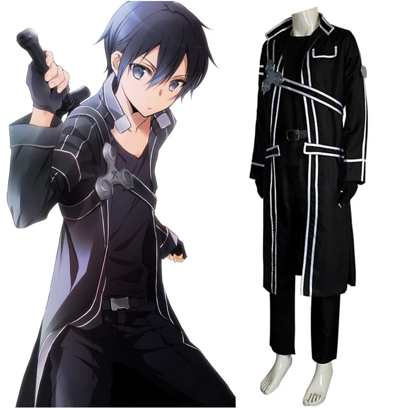 Anime Sword Cos Kirito Kazuto Kirigaya Cosplay Costume Art Online Jacket Shirt Pants Hallowen Party Outfit For Men