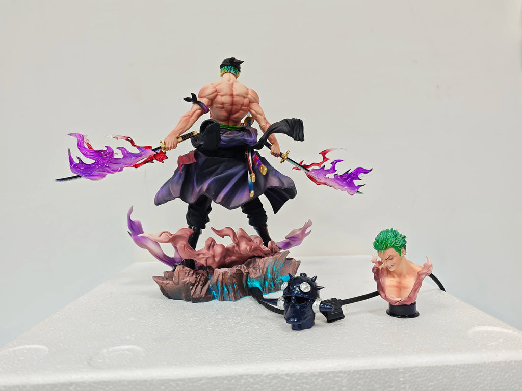 One Piece Explosive Energy Roronoa Zoro Double Head Anime Figure Pvc Collectible Model Statue Decoration Toys Doll Birthday Gift