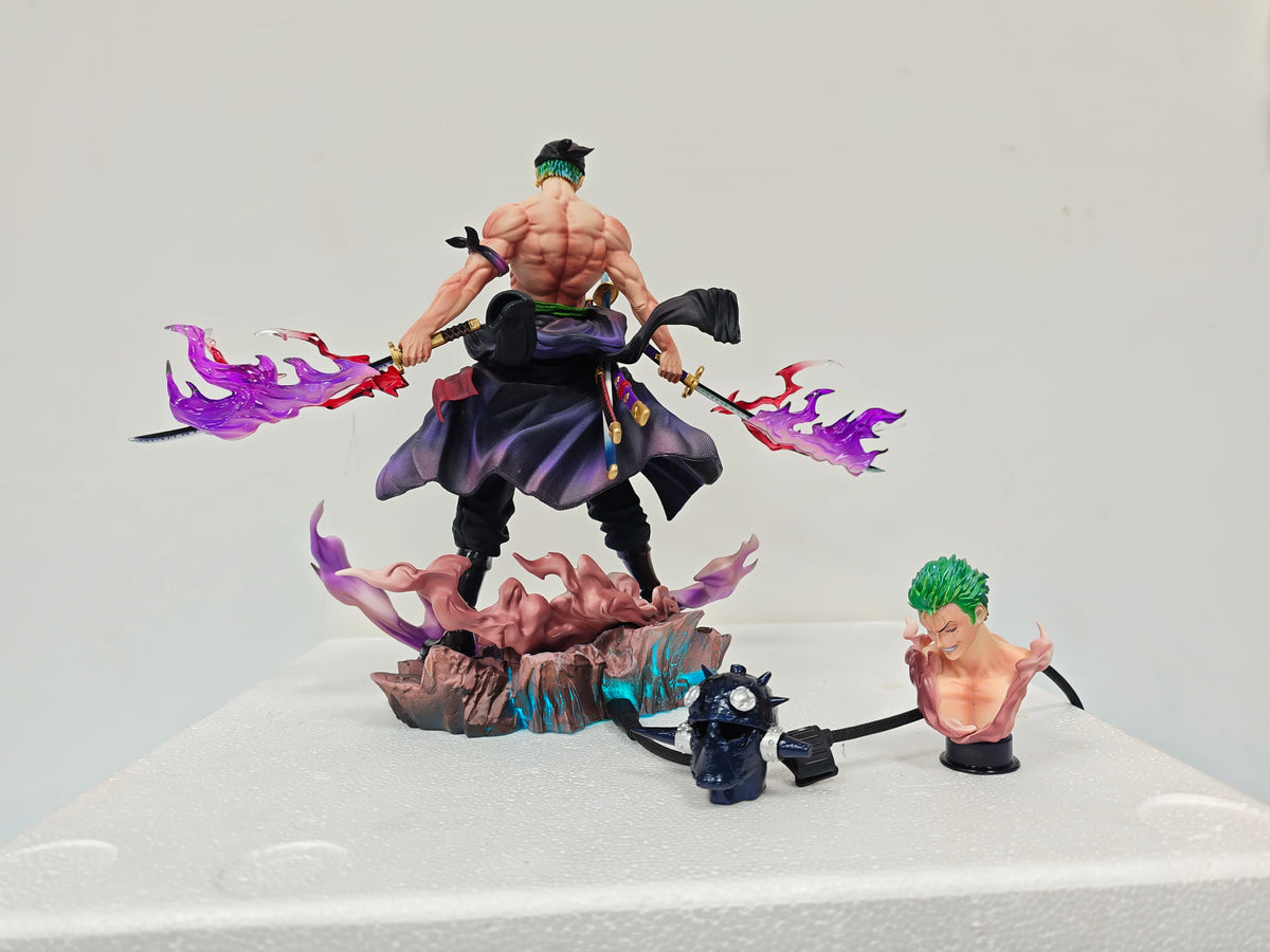 One Piece Explosive Energy Roronoa Zoro Double Head Anime Figure Pvc Collectible Model Statue Decoration Toys Doll Birthday Gift