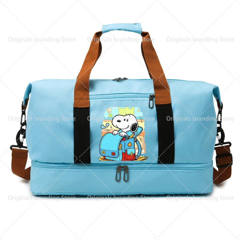 SNOOPY Travel Bag Anime Cartoon Women Waterproof Gym Sport Bag Fitness Handbag for Men Storage Bag Shoulderbag  birthday Gift
