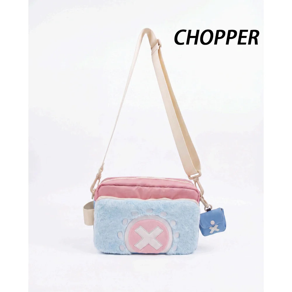 Official One Piece Anime Shoulder Bag Luffy Zoro Chopper Crossbody Bag Waterproof Layer Travel Storage Bag Fans Collection Gift.