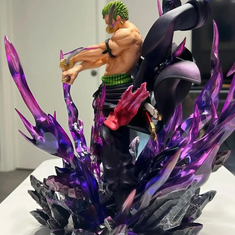 New One Piece 34cm Jt Full Painting Roronoa Zoro Gk Figure Battle Scene Statue Popular Anime Characters Desktop Decoration