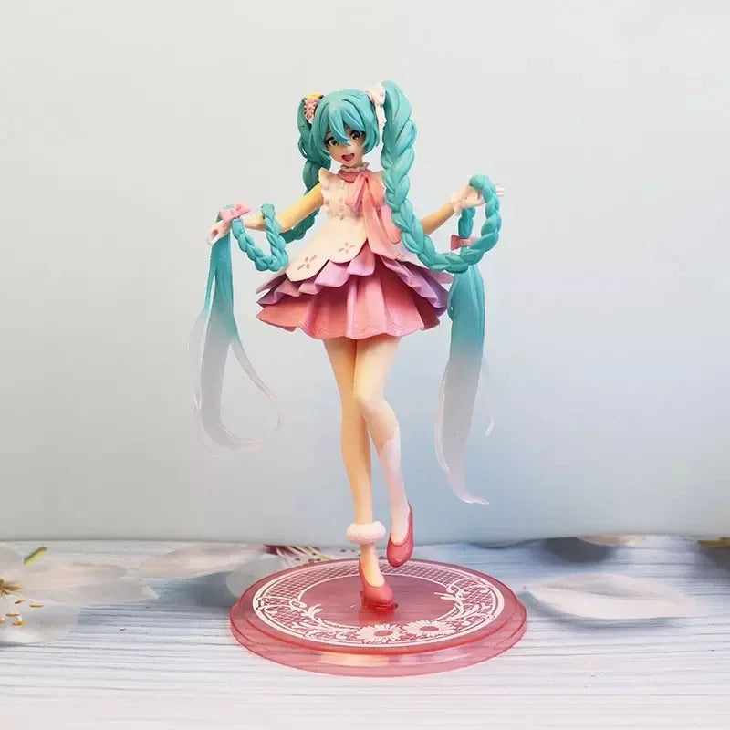 Anime Figure Collection: Hatsune Miku Statue Figurines and Case Widget