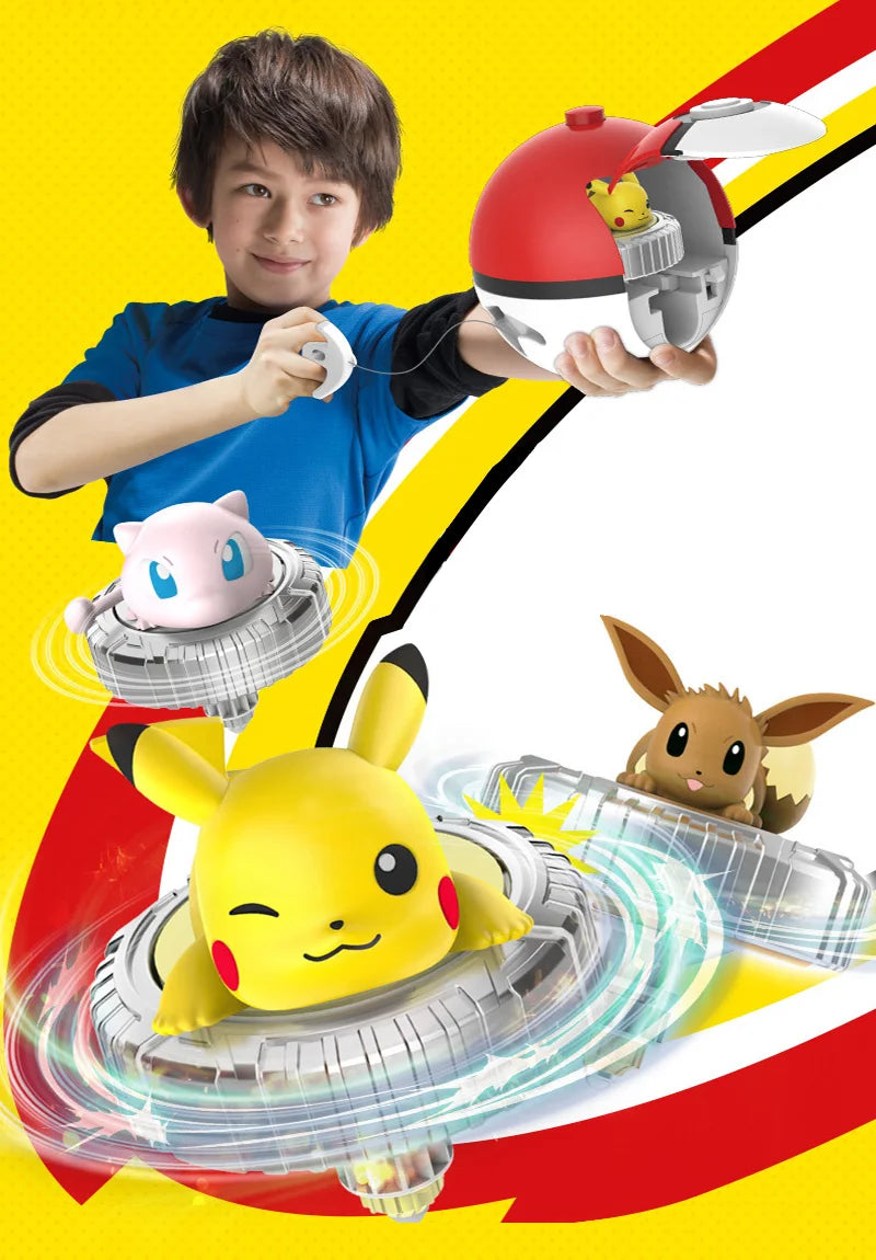 Pokemon Arena Set Spinning Top Ball Game Battle Pokeball Box Anime Figure Pikachu Charmander Squirtle Mew Eevee for Toy Child