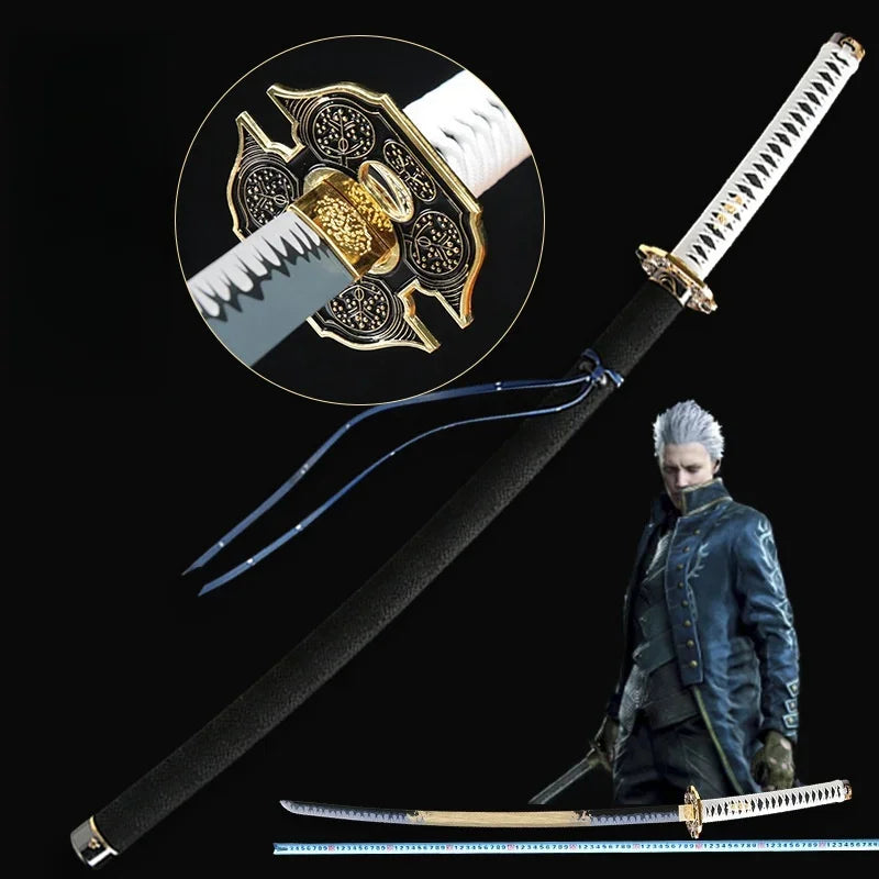 104cm Vergil Yamato Katana Devil May Cry 5 DMC Cosplay Prop Ninja Knife Real Yamato Japanese Katana Samurai Sword Toy Anime Gift