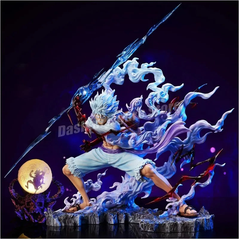GK One Piece Sun God Nika Luffy Action Figure with Lamp Collection Model Toys Holding Lightning Gear 5 Monkey D Luffy Figurine