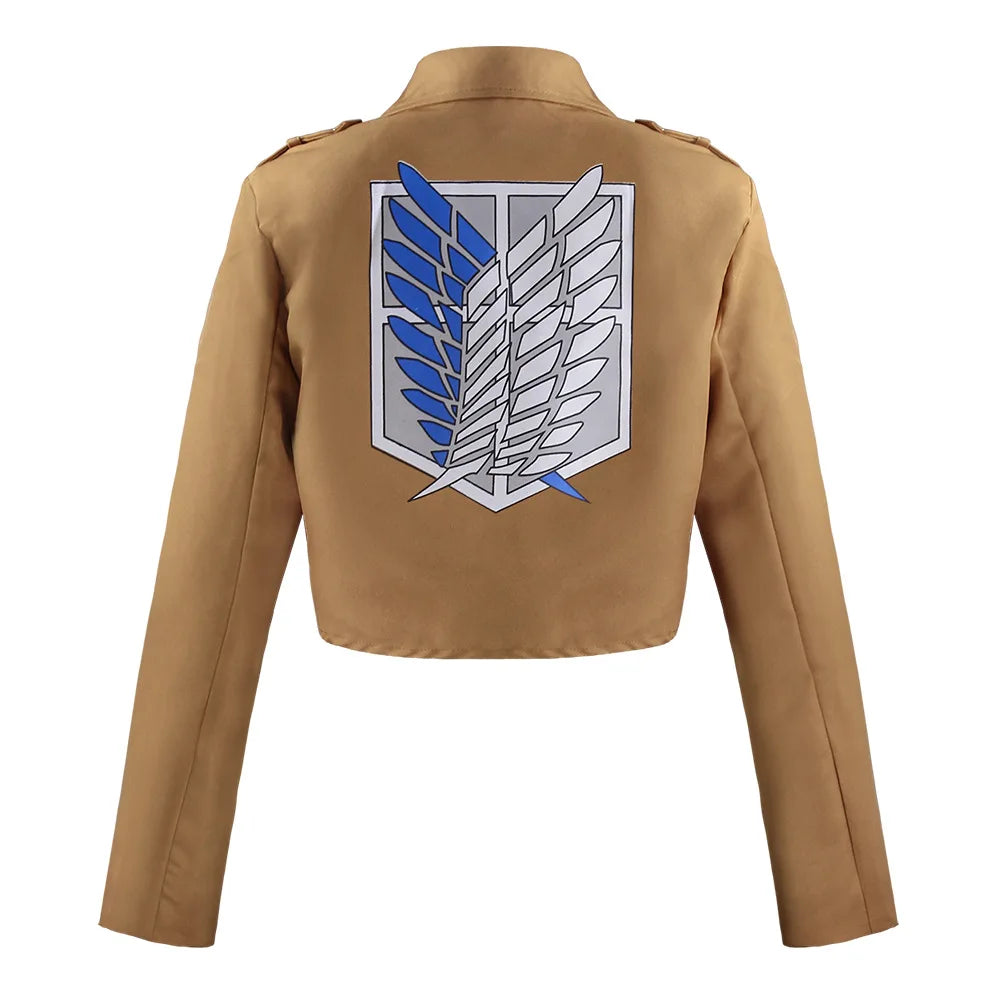 Anime Cosplay Levi Ackerman Mikasa Eren Jaeger Survey Corps Costume For Kids Shirt Hooded Cape Shinzou Wo Sasageyo