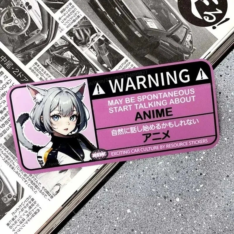 Mini Cooper Airbag Check Decal, Anime Cartoon Waterproof Vinyl Warning Sticker Auto Interior Decor Accessories