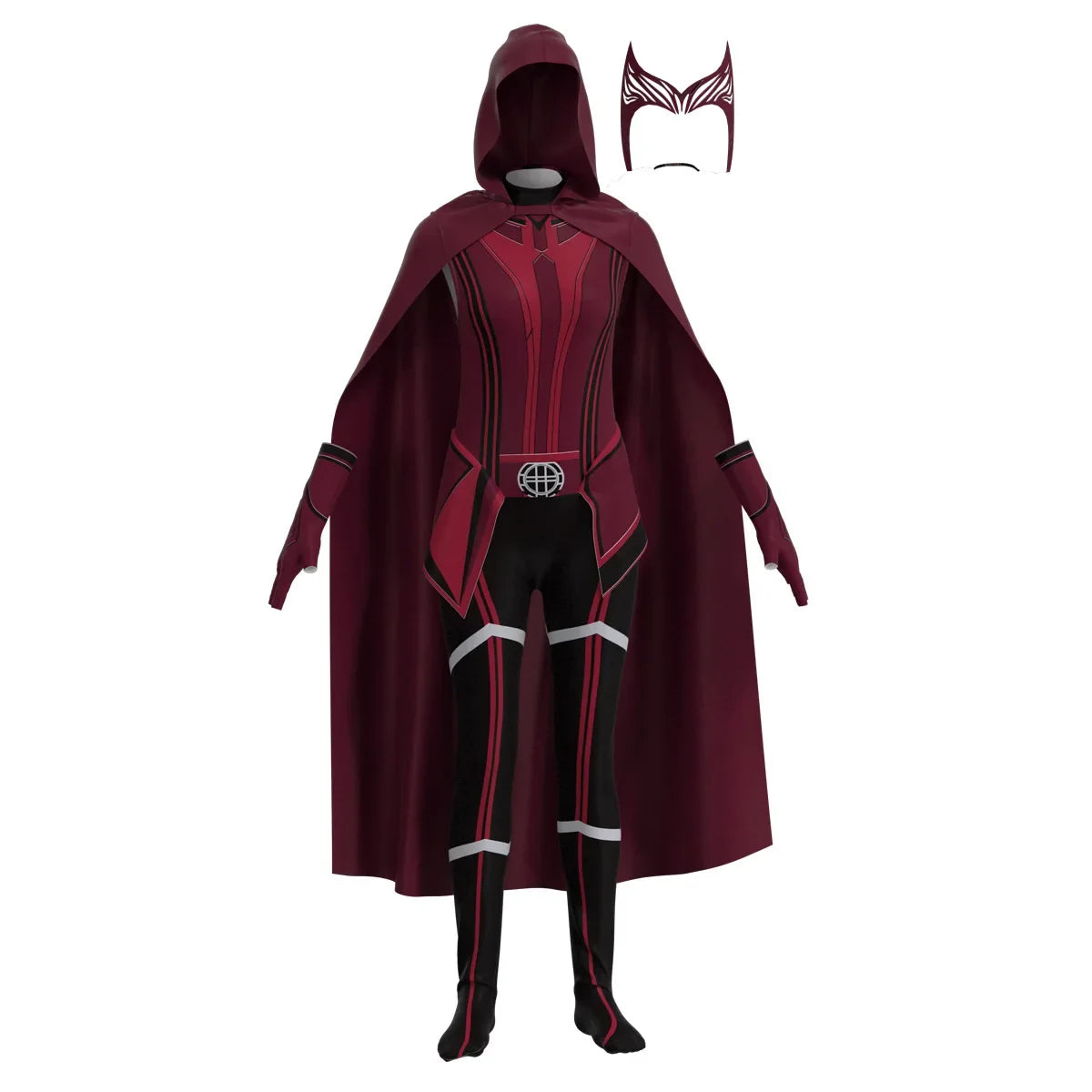 Scarlet Cosplay Witch Maximoff Wanda Vision Cosplay Costume Headwear Cloak and Pants Full Set Outfit Halloween Accessories