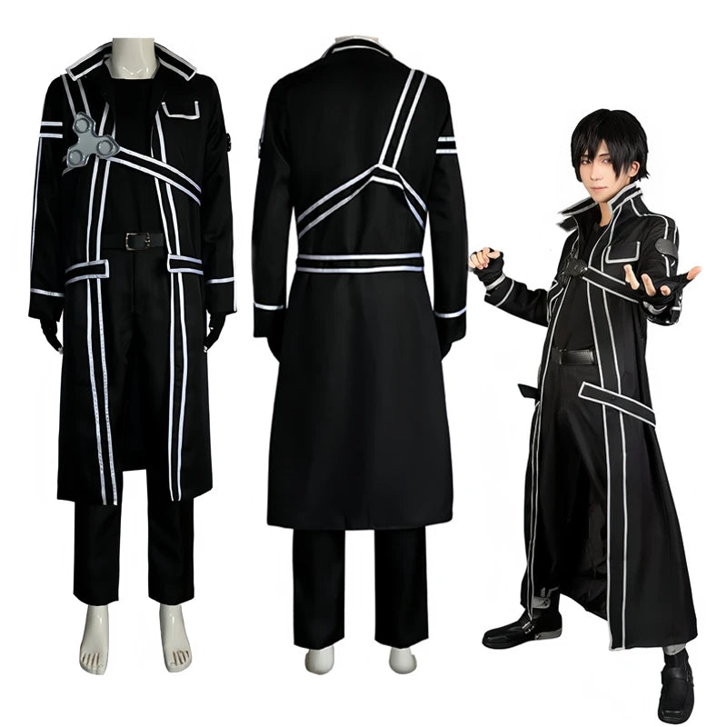 Anime Sword Cos Kirito Kazuto Kirigaya Cosplay Costume Art Online Jacket Shirt Pants Hallowen Party Outfit For Men