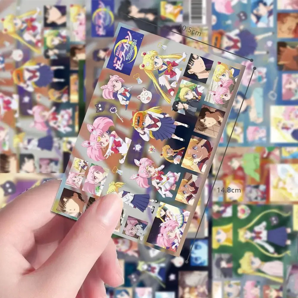 8 pcs Sailor Moon anime cut film cute girl heart water ice moon sticker kawaii cartoon animation collage waterproof sticker gift