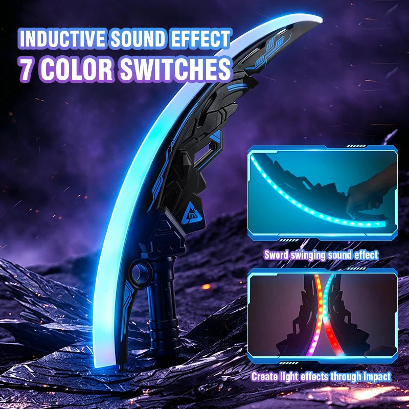 Lightsaber Sword Toy Dual Splicable Luminous Moon Blade with Sound Effect 7 Adjustable RGB Light Modes for Cosplay Party Gift