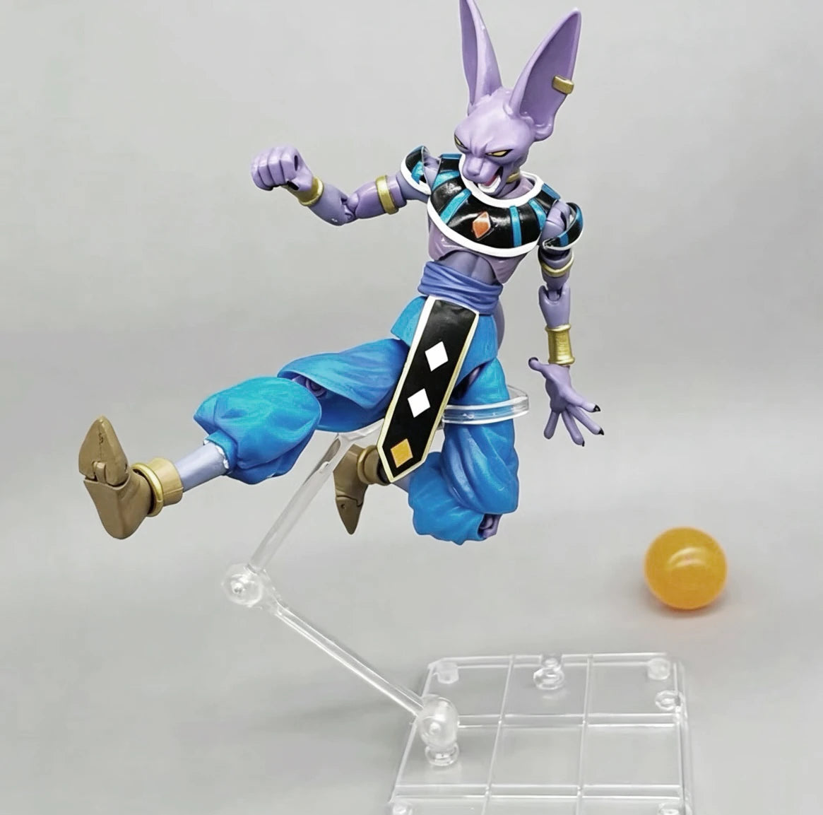 Bandai Dragon Ball Super God of Destruction Large Beerus Figure, High Quality Edition, Articulated Joints, Desktop Ornament
