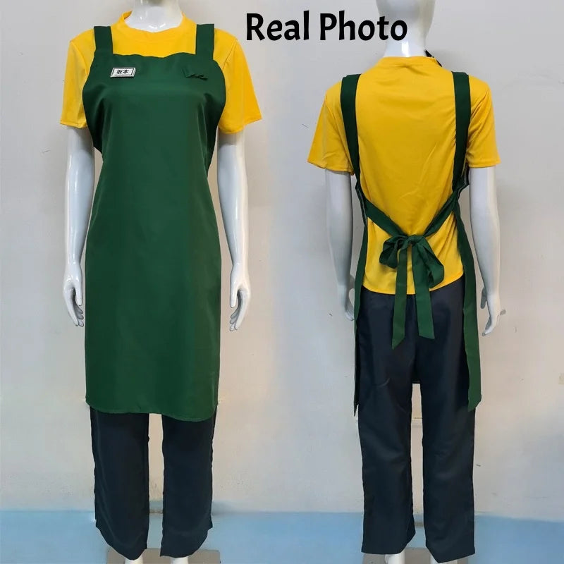 Anime Sakamoto Days Taro Sakamoto Cosplay Costume Yellow Retired T-Shirt Green Apron Glasses Halloween Party Suit For Men