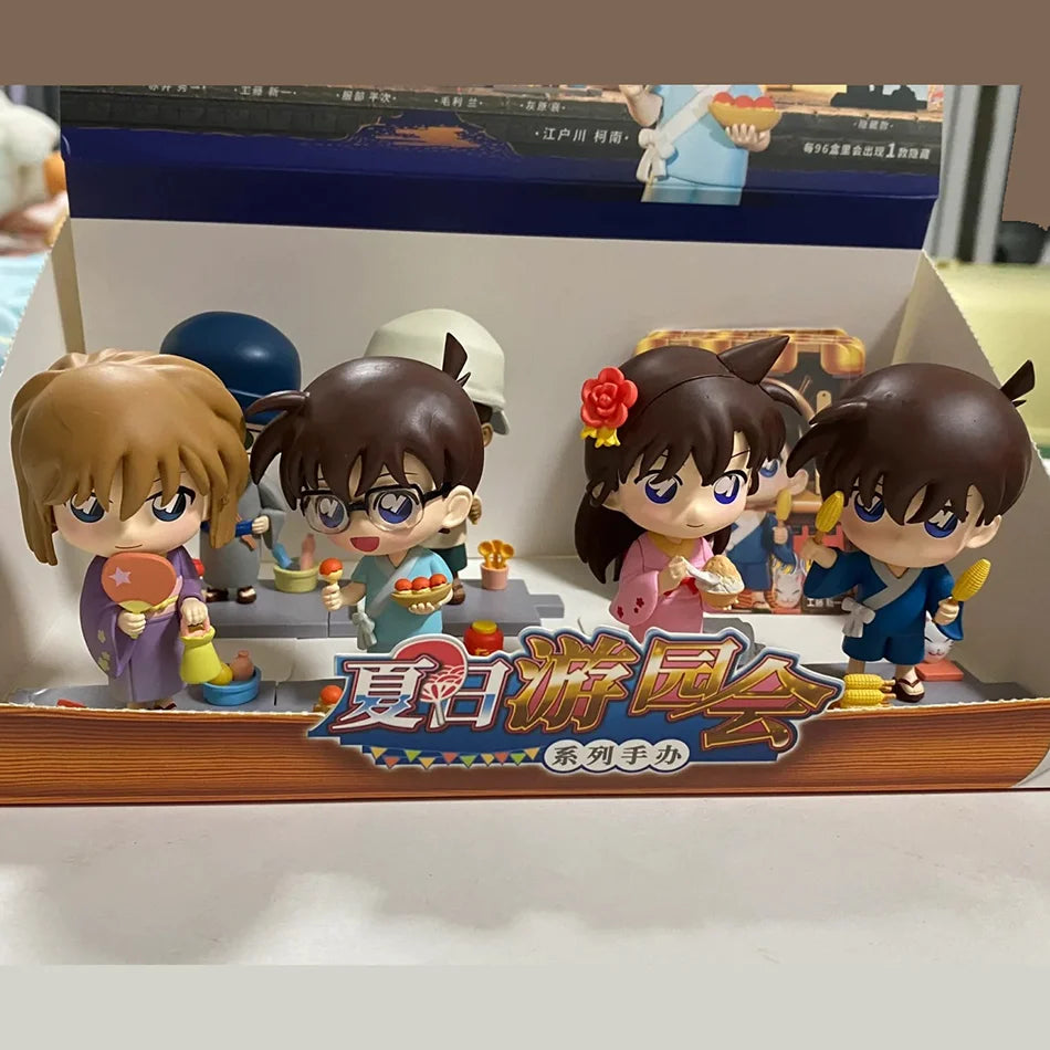 Original Detective Conan Anime Figure Conan Edogawa Action Figure Q Version Collectible Model Doll Toys Desktop Decoration Gifts
