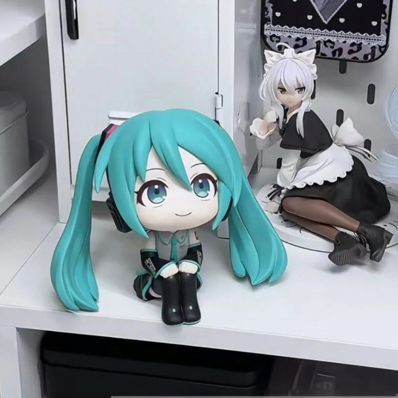 Hatsune Miku Q Version Sitting Figure 8cm PVC Anime Collectible Desktop Car Home Decor Gift