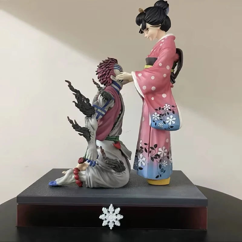 27cm Demon Slayer Gk Popart Akaza & Koyuki Cherry Blossom Scene Desktop Ornament Model Figure Anime Collectible Periphery Gift
