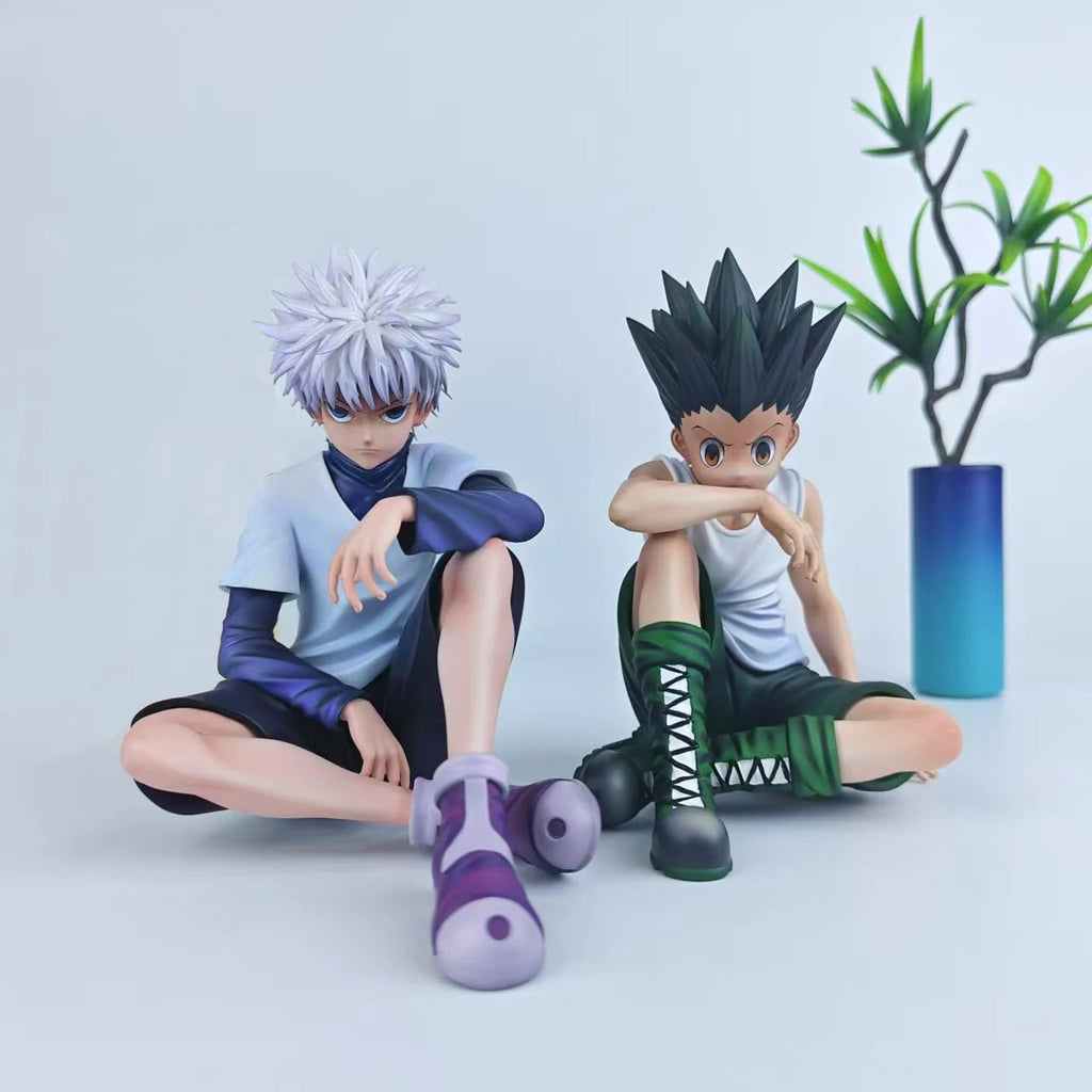 12cm HXH Anime Figures Killua Zoldyck GON FREECSS Sitting Action Figures PVC Model Toy Adult Collection Statues Children Gifts