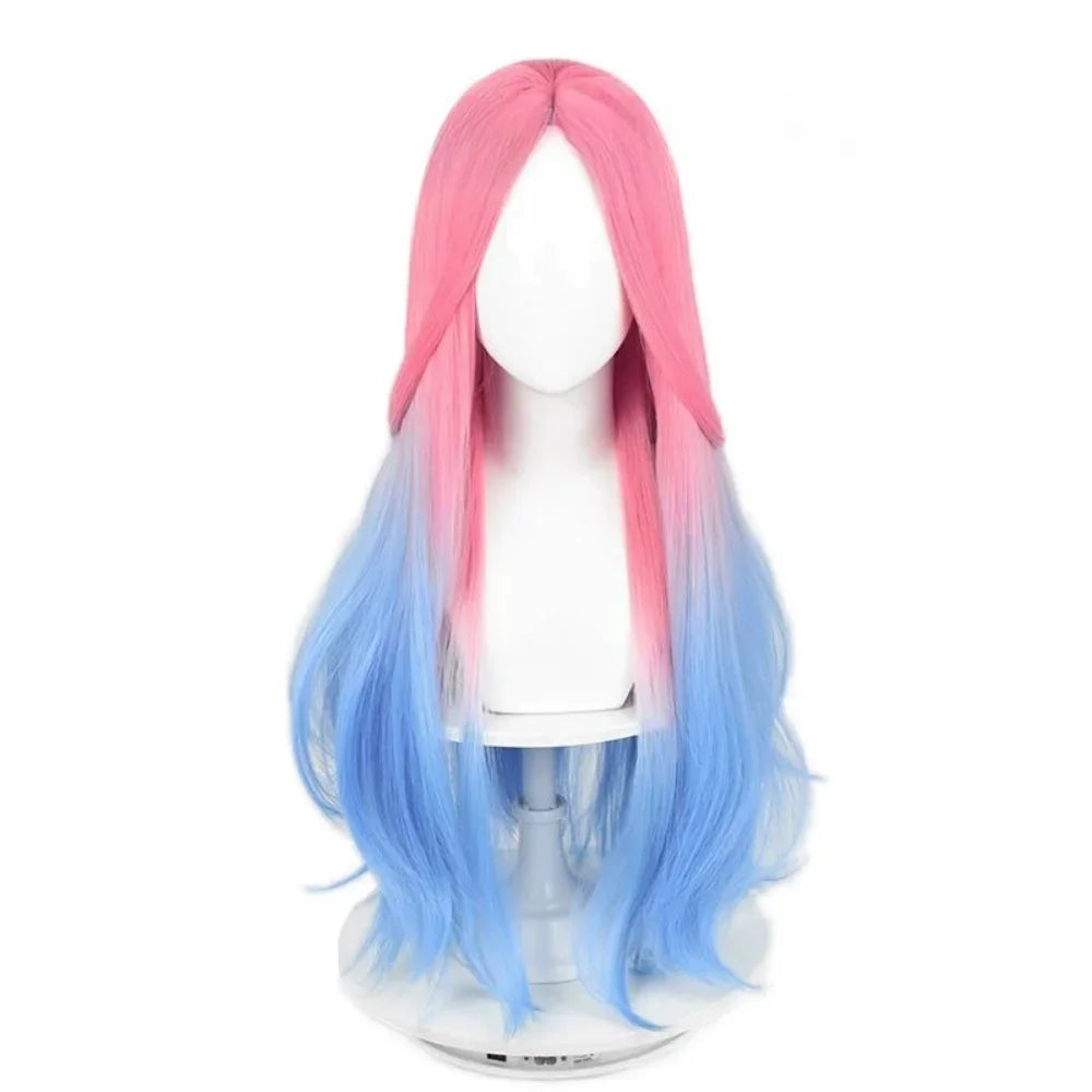 Mizi Cosplay Costume Anime Alien Stage Cosplay Costume Pink Gradient Blue Purple long hair Stage costume Velvet Dress